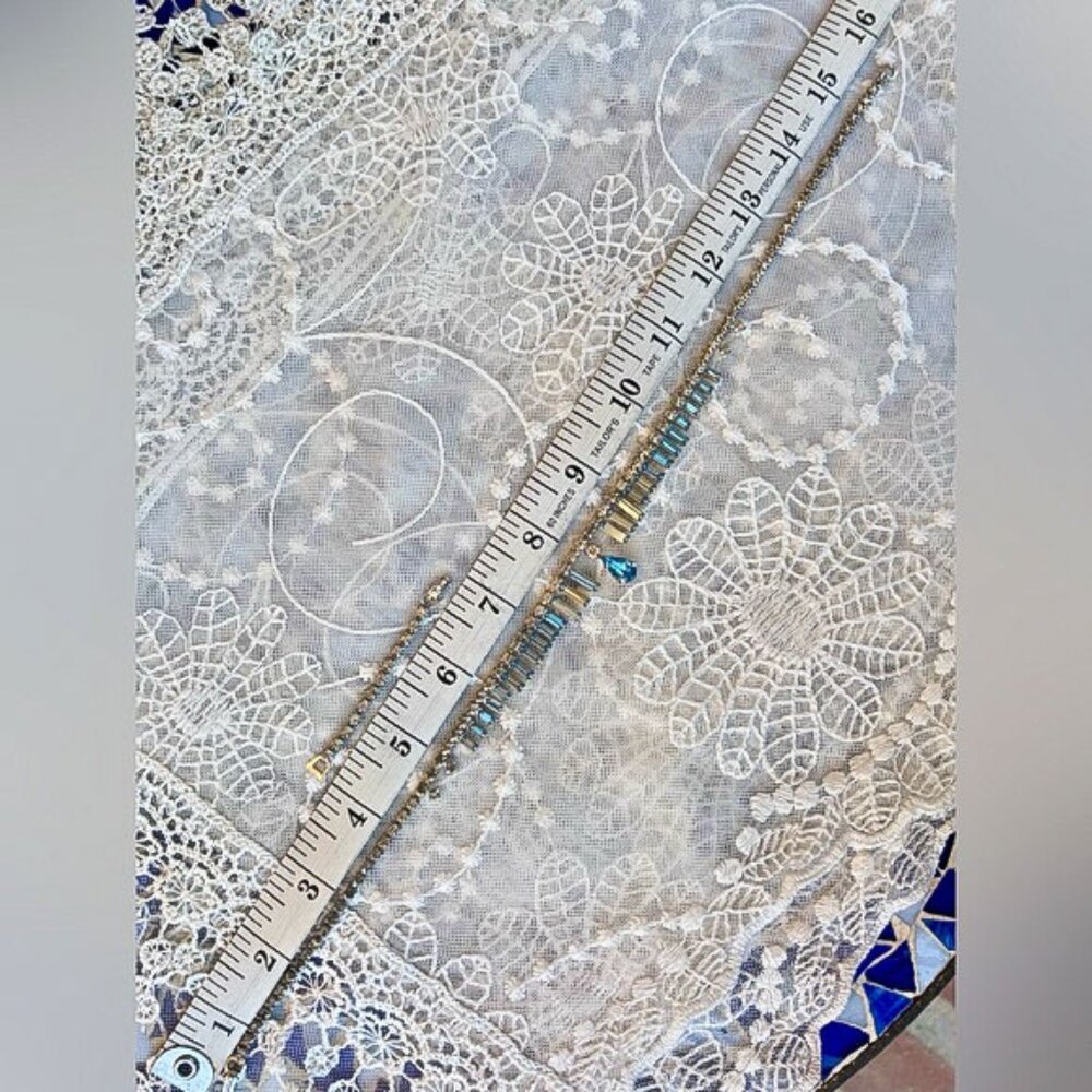 SOLD Vintage 50’s Blue Rhinestone Necklace w/Extender & Original Box - Picture 13 of 15